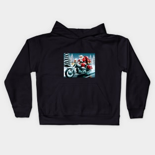 Santa on a Motorcycle Kids Hoodie